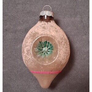 Vintage Shiny Brite Double Indent Glass Christmas Ornament Mica Snow
